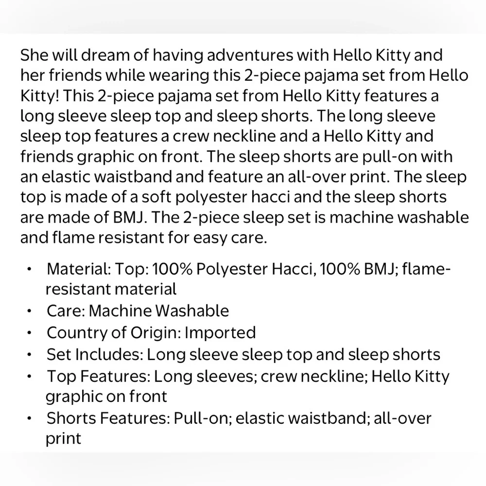 NWT Hello Kitty Friends Pajama Set Girls L 10-12 Periwinkle‎ Sanrio